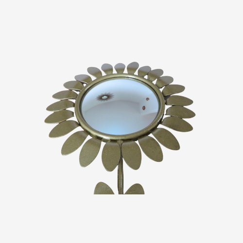 MIROIR SOLEIL FLEUR  OEIL DE SORCIERE  EN METAL DORE ANNEES 60 70 VINTAGE