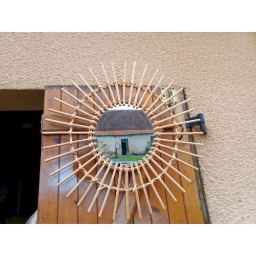 Miroir Soleil Rotin