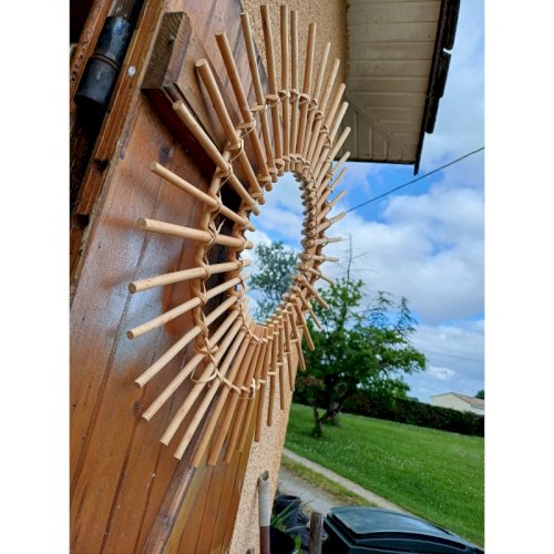 Miroir Soleil Rotin