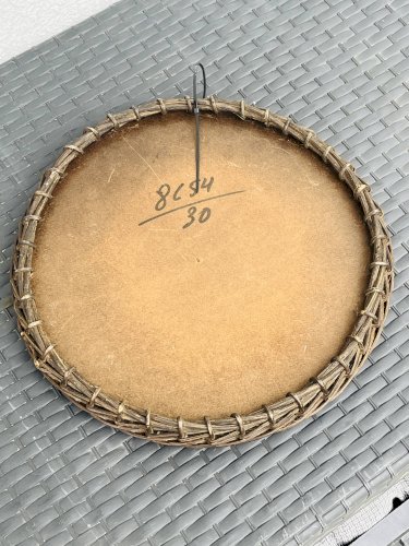 Miroir soleil vintage en osier tressé