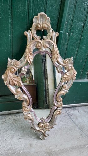 MIROIR STYLE LOUIS XV DORURE ET ARGENTURE