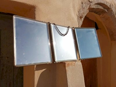 Miroir triptyque de barbier – Ancien & authentique 