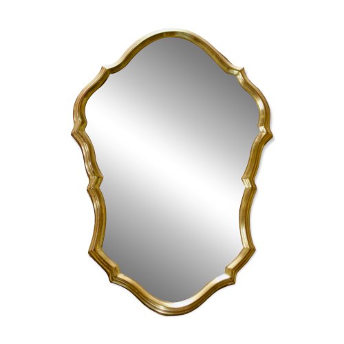 Miroir vintage belge en bois doré forme chantournée