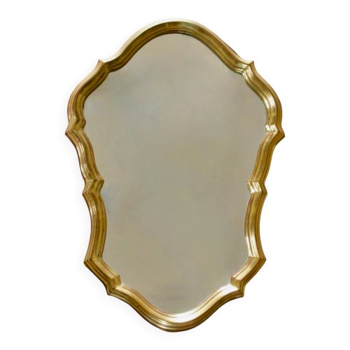 Miroir vintage belge en bois doré forme chantournée
