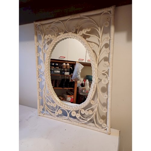 Miroir Vintage en Rotin et Osier