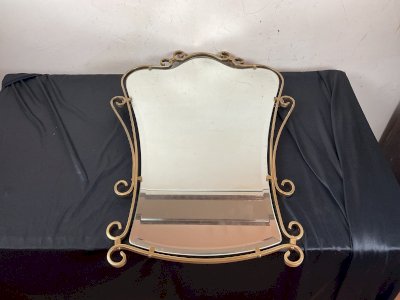 Vintage HOLLYWOOD REGENCY GOLD METAL Mirror 1940s-1950s