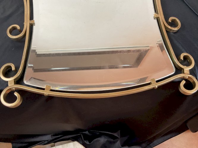 Miroir Vintage HOLLYWOOD REGENCY MÉTAL DORE Année 40-50