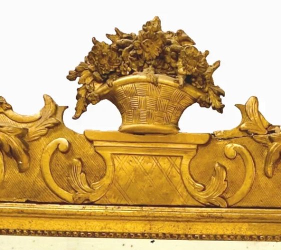 Mirpoir de style Louis XVI en bois et stuc doré XIX siècle