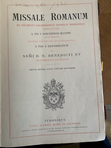 Missale romanum ex decreto sacrosancti concillii tridentini 1924