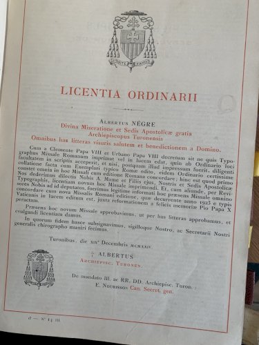 Missale romanum ex decreto sacrosancti concillii tridentini 1924