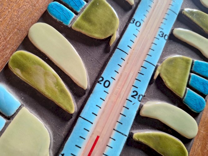 Mithé Espelt grand thermomètre en céramique, oeuvre vintage