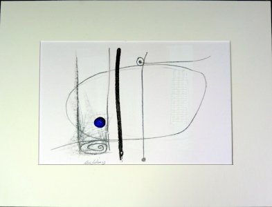 Mixte acrylique abstraite LIGNES ET POINT signé Patrick Duperron 2003 certificat