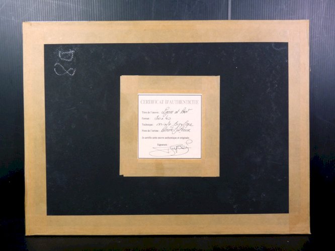 Mixte acrylique abstraite LIGNES ET POINT signé Patrick Duperron 2003 certificat