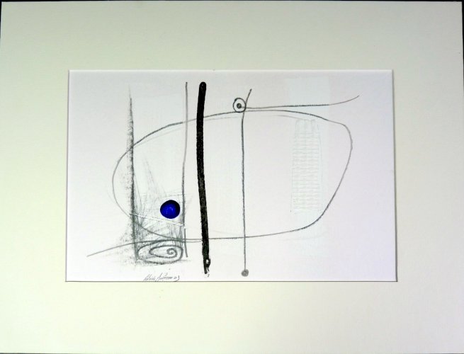 Mixte acrylique abstraite LIGNES ET POINT signé Patrick Duperron 2003 certificat