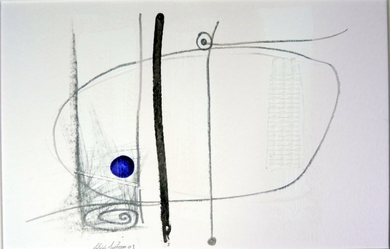 Mixte acrylique abstraite LIGNES ET POINT signé Patrick Duperron 2003 certificat