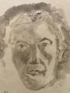 Monotype Pierre LAPRADE Papier Auto Portrait ? Homme Buste Ancien Art XXe 1950