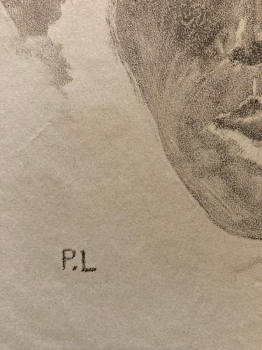 Monotype Pierre LAPRADE Papier Auto Portrait ? Homme Buste Ancien Art XXe 1950