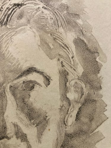 Monotype Pierre LAPRADE Papier Auto Portrait ? Homme Buste Ancien Art XXe 1950