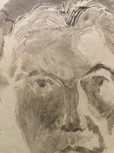 Monotype Pierre LAPRADE Papier Auto Portrait ? Homme Buste Ancien Art XXe 1950