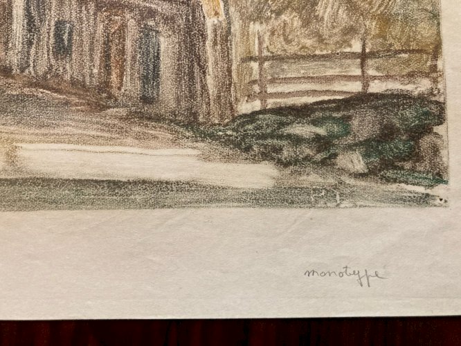 Monotype Pierre LAPRADE Papier La Maison de Mimi Pinson à Montmartre Paris 1950