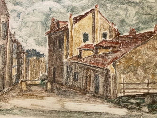 Monotype Pierre LAPRADE Papier La Maison de Mimi Pinson à Montmartre Paris 1950