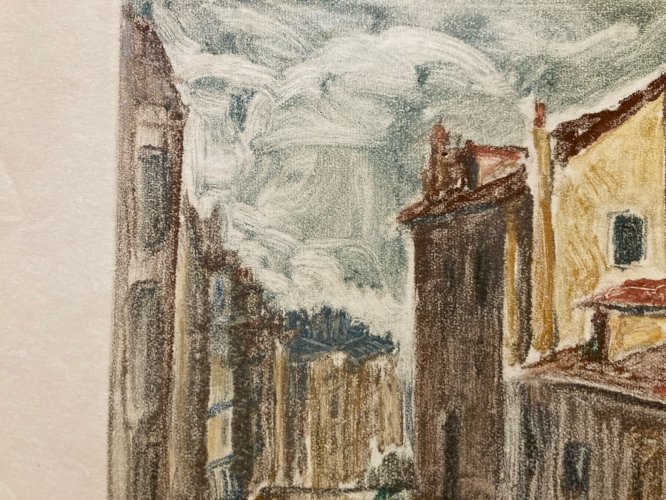 Monotype Pierre LAPRADE Papier La Maison de Mimi Pinson à Montmartre Paris 1950