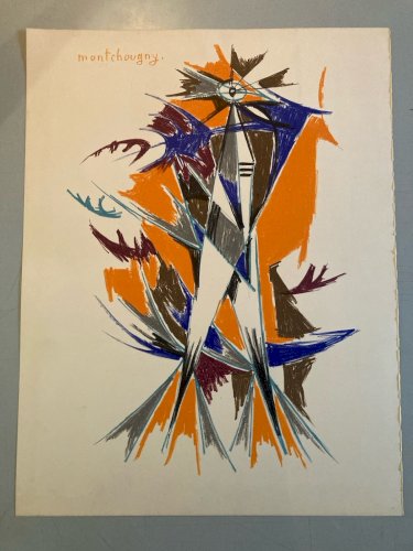 MONTCHOUGNY JEAN Etching LITHOGRAPHIE ORIGINALE SIGNEE METAMORPHOSES DU COQ Art