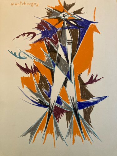 MONTCHOUGNY JEAN Etching LITHOGRAPHIE ORIGINALE SIGNEE METAMORPHOSES DU COQ Art