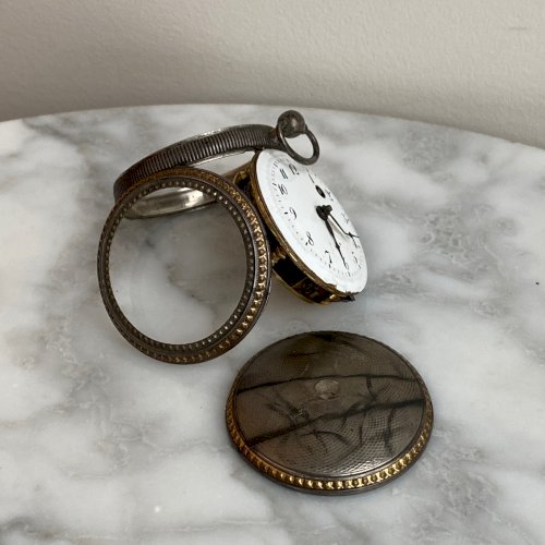 Montre à coq XIXe cadran émail M3769