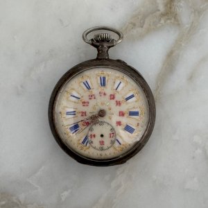 Montre à gousset en argent cadran émaillé M4034