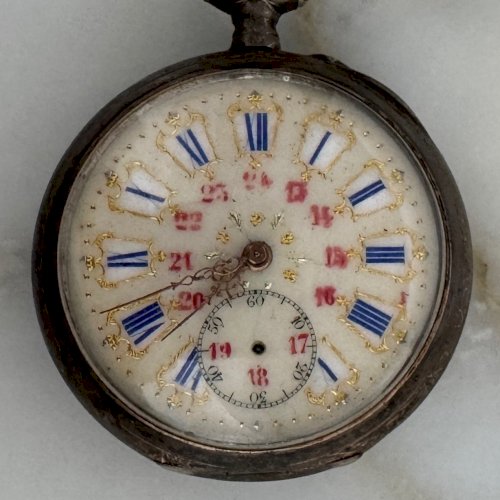 Montre à gousset en argent cadran émaillé M4034