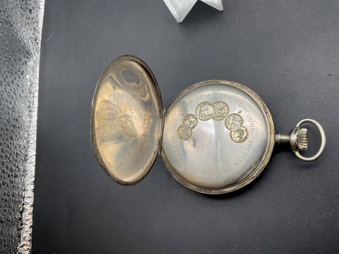 Montre de gousset ARGENT massif niellé silver pocket watch