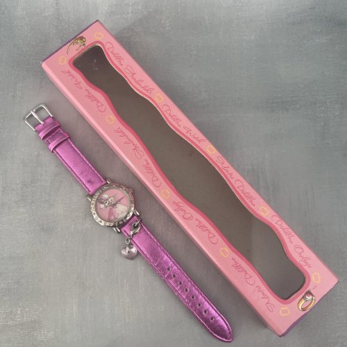 Montre femme watch Diddl Diddlina rose breloque et strass fonctionne pile neuve