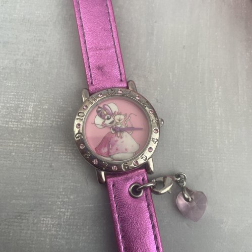 Montre femme watch Diddl Diddlina rose breloque et strass fonctionne pile neuve