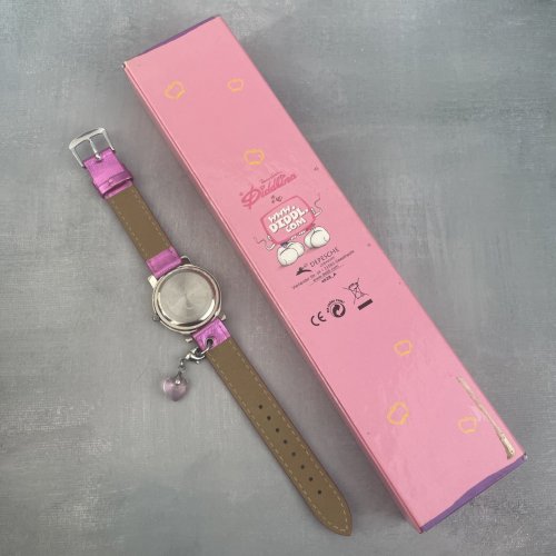 Montre femme watch Diddl Diddlina rose breloque et strass fonctionne pile neuve