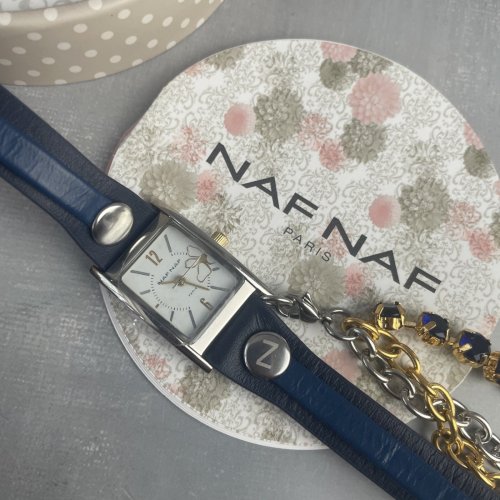 Montre femme watch NAF NAF bracelet double chaine strass fonctionne pile neuve
