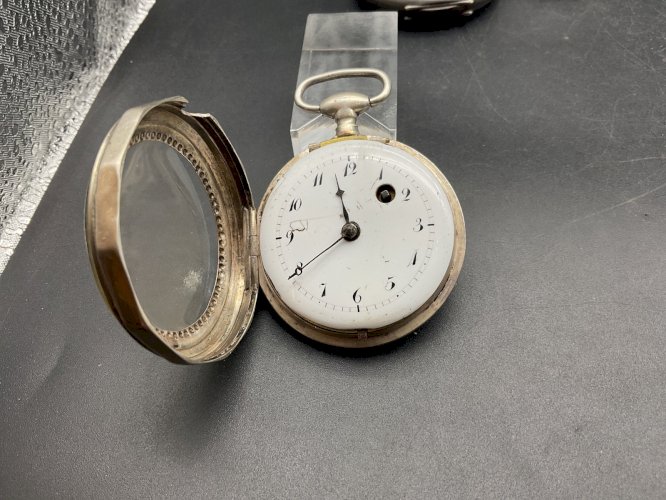 montre gousset mouvement à coq  argent massif XVIII/XIX ème