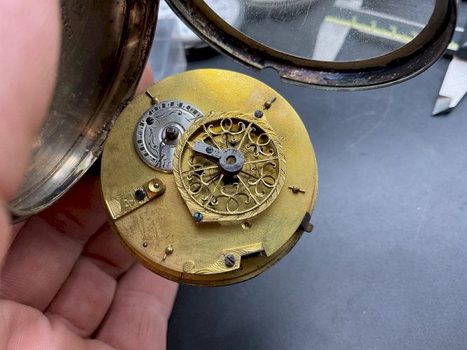 montre gousset mouvement à coq  argent massif XVIII/XIX ème