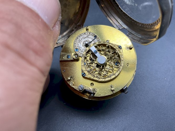 montre gousset mouvement à coq  argent massif XVIII/XIX ème