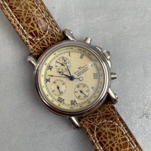 Montre homme YONGER &  BRESSON Chronograph professional bracelet cuir pile neuve