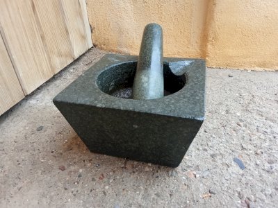 Natural granite stone mortar in geometric shape
