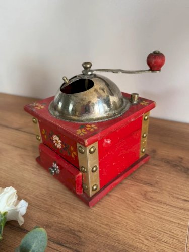 Moulin à café original vintage peint main