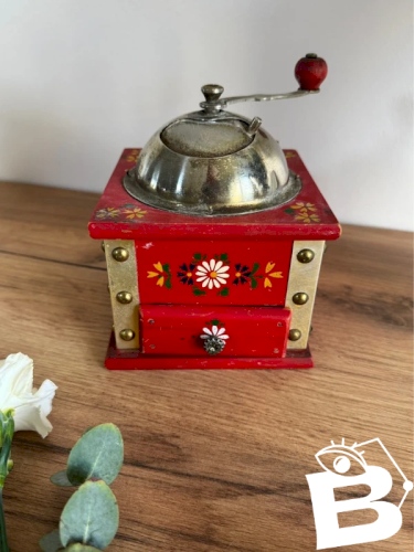 Moulin à café original vintage peint main