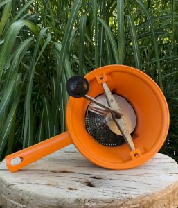Vintage orange vegetable mill No. 1