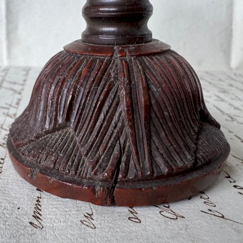 Moutardier pot couvert en corozo XIXe avec sa cuillère travail de pont M4080