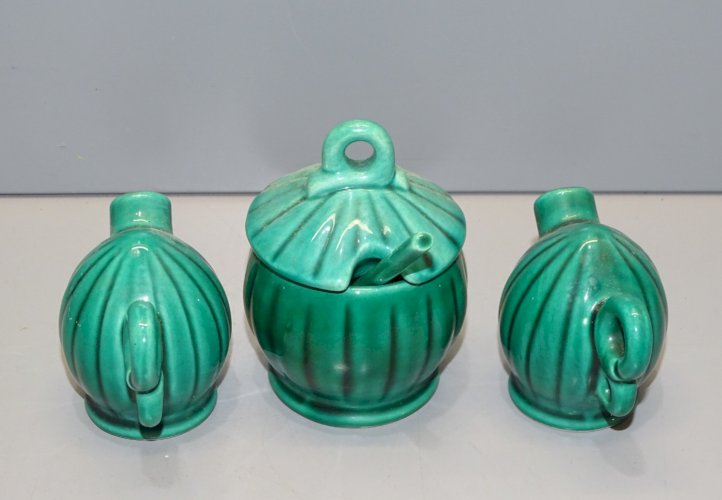 -MOUTARDIER & SALIERE POIVRIERE CERAMIQUE VINTAGE ANNEES 50/60 DECO TABLE  D