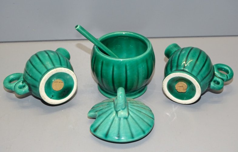 -MOUTARDIER & SALIERE POIVRIERE CERAMIQUE VINTAGE ANNEES 50/60 DECO TABLE  D