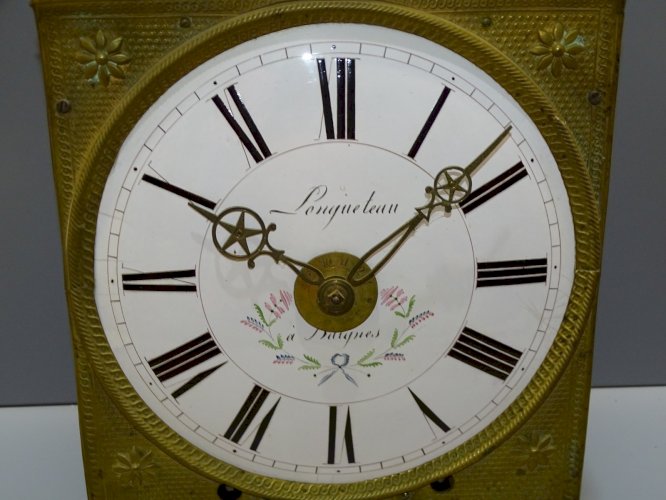 -MOUVEMENT MENSUEL PENDULE COMTOISE 1 MOIS XIXe 30 JOURS cadran fleuri réveil