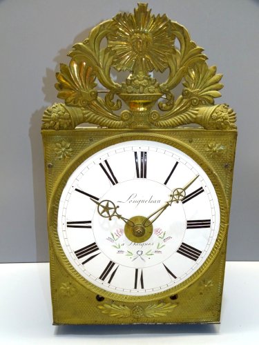 -MOUVEMENT MENSUEL PENDULE COMTOISE 1 MOIS XIXe 30 JOURS cadran fleuri réveil