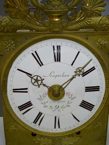 -MOUVEMENT MENSUEL PENDULE COMTOISE 1 MOIS XIXe 30 JOURS cadran fleuri réveil